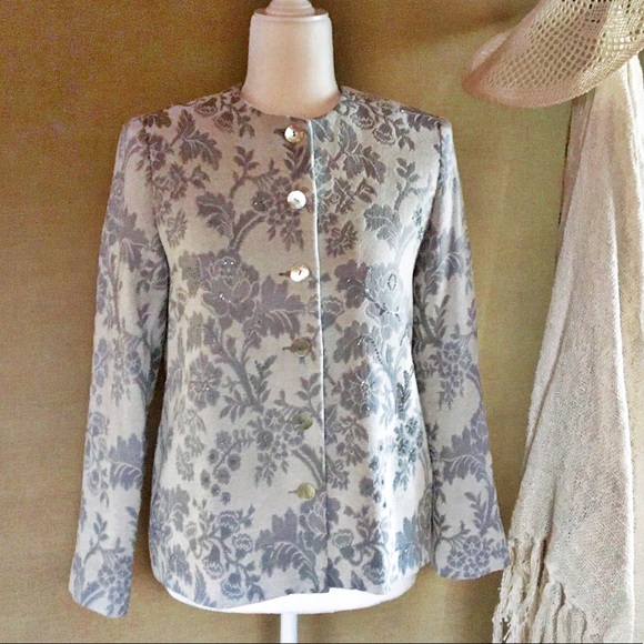 Alfred Dunner Jackets & Blazers - Alfred Dunner Beaded Floral Velvet Brocade Evening Jacket Women’s Size 6 Petite